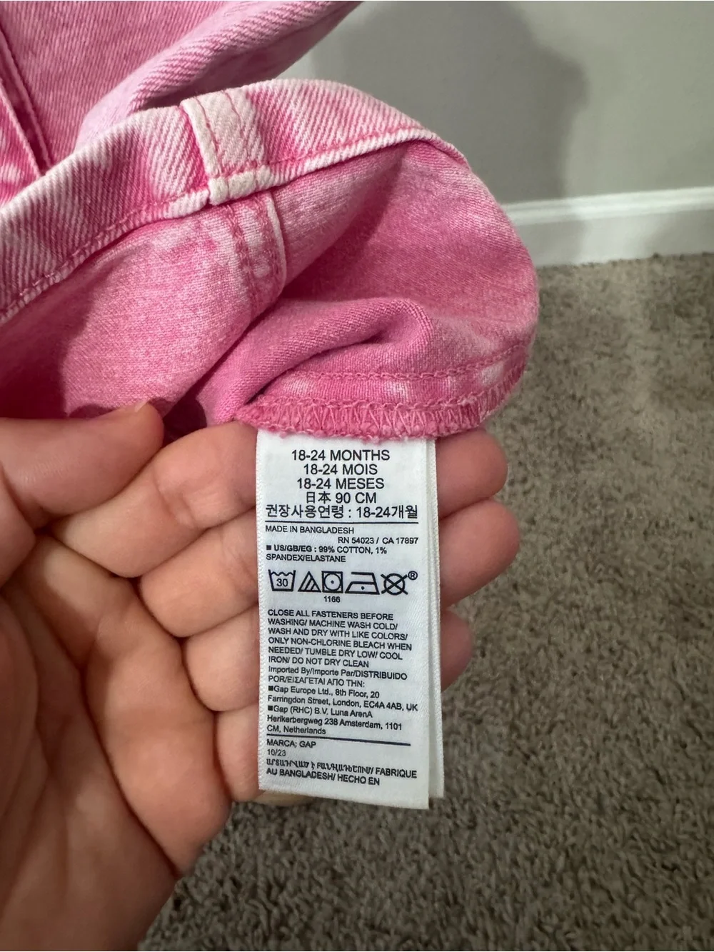 Baby Gap Girls Pink Denim Dress 18-24M